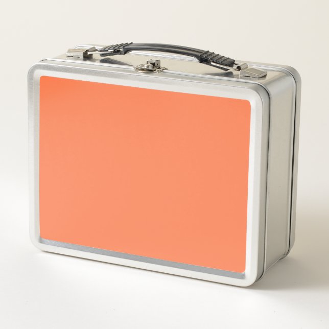 Coral Solid Colour Metal Lunch Box (Front)