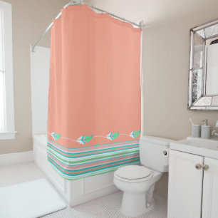 Coral Southwestern Feathers Shower Curtain