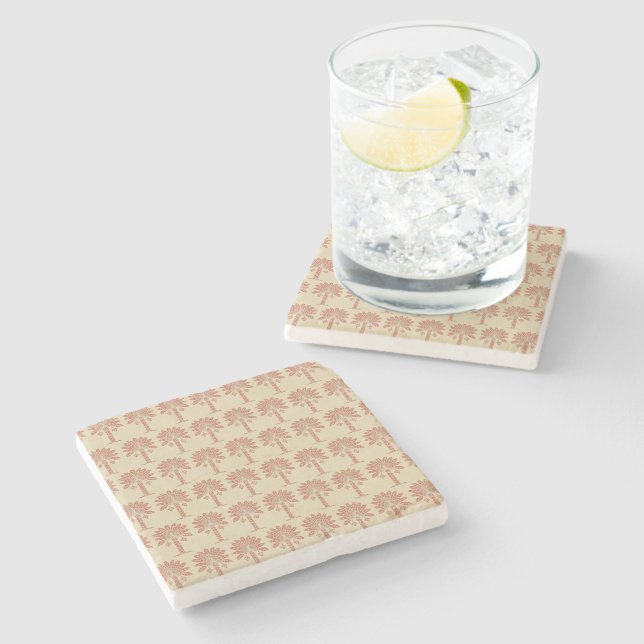 Coral Spice Moods Palm Stone Coaster (Side)