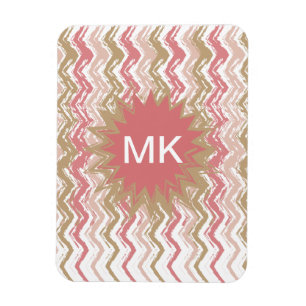 Coral Spice Scribble ZigZag Chevron Pattern Magnet