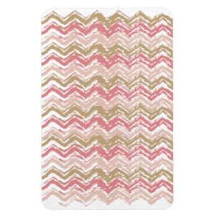 Coral Spice Scribble ZigZag Chevron Pattern Magnet