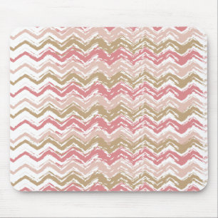 Coral Spice Scribble ZigZag Chevron Pattern Mouse Pad