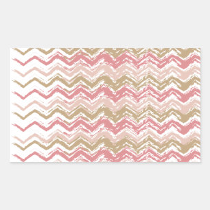 Coral Spice Scribble ZigZag Chevron Pattern Rectangular Sticker