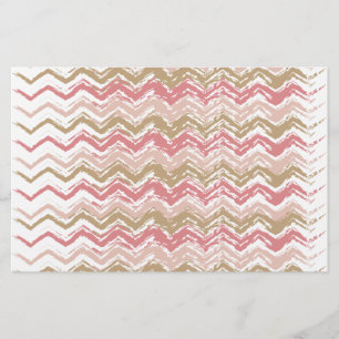 Coral Spice Scribble ZigZag Chevron Pattern Stationery