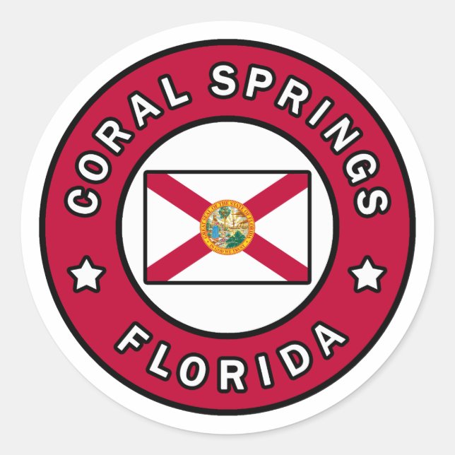Coral Springs Florida Classic Round Sticker (Front)