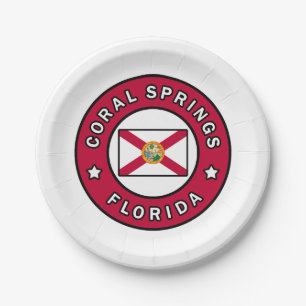 Coral Springs Florida Paper Plate