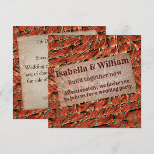 Coral stained, scratches, grate or brick wall invitation