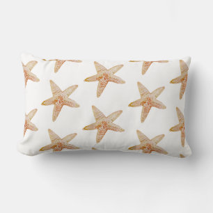 Coral Starfish Beach Pattern Pillow