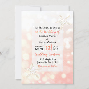 Coral Starfish Beach Wedding Invitations