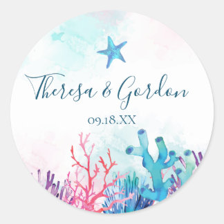 Coral Starfish, Beach Wedding Stickers