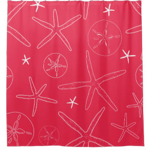 Coral Starfish & Sand Dollar Shower Curtain