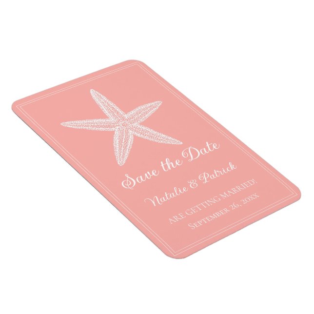 Coral Starfish Save the Date Magnet (Right Side)