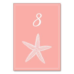 Coral Starfish Table Number Card
