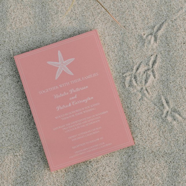 Coral Starfish Wedding Invitation (Coral Starfish Wedding Invitation)