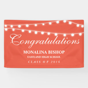 Coral String Of Lights Congratulations Graduate Banner