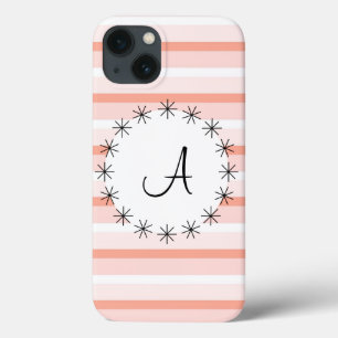Coral Stripe 'Monogram' iPad case