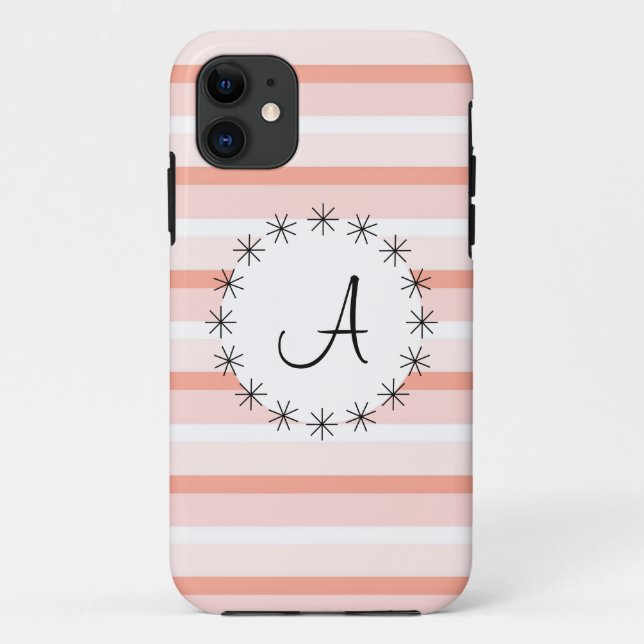 Coral Stripe 'Monogram' iPhone case (Back)