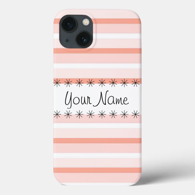 Coral Stripe 'Name' iPad case (Back)