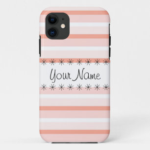 Coral Stripe 'Name' iPhone 5 case