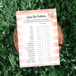 Coral Striped Flamingo Guess Features Shower Card