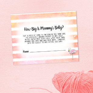 Coral Striped Flamingo Mum's Belly Size Game Enclosure Card