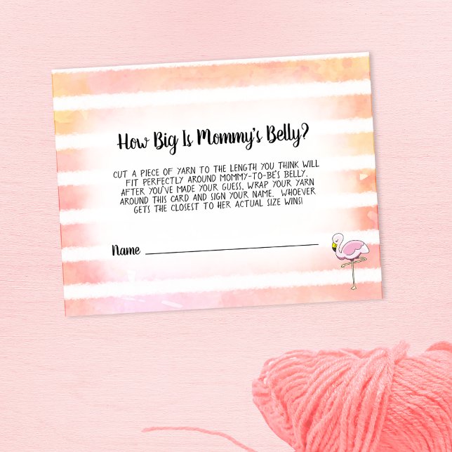 Coral Striped Flamingo Mum's Belly Size Game Enclosure Card (Creator Uploaded)