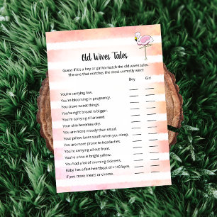 Coral Striped Flamingo Old Wives Tales Shower Card