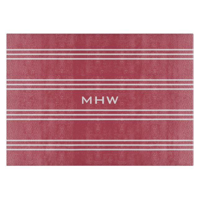 Coral Stripes custom monogram cutting boards (Front)