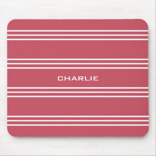 Coral Stripes custom monogram mousepad