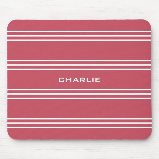 Coral Stripes custom monogram mousepad (Front)