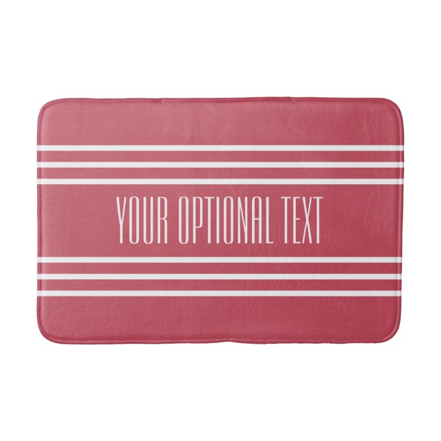 Coral Stripes Custom Text bath mats (Front)