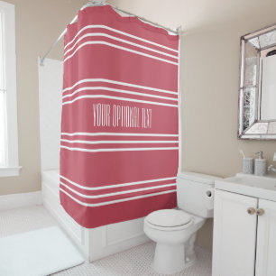 Coral Stripes Custom Text shower curtain