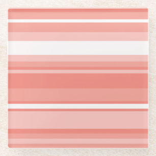 Coral stripes glass coaster