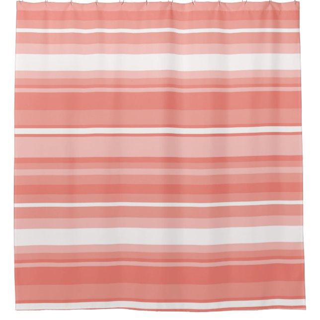 Coral stripes shower curtain (Front)
