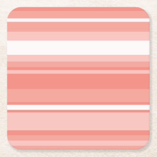 Coral stripes square paper coaster