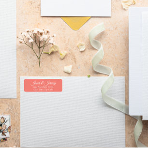 Coral Stylised Names Wedding Address Return Address Label