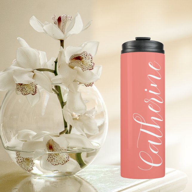Coral Stylised Wedding Bridesmaid Thermal Tumbler (In Situ)