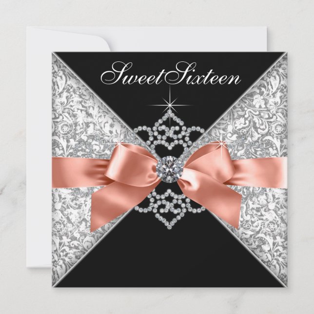 Coral Sweet 16 Birthday Party Invitations (Front)
