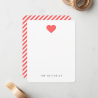 Coral Sweet Heart Monogram Stationery