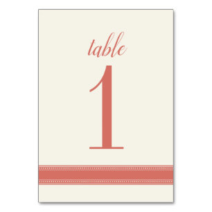 Coral Table Number, Caroline Wedding Table Sign Number