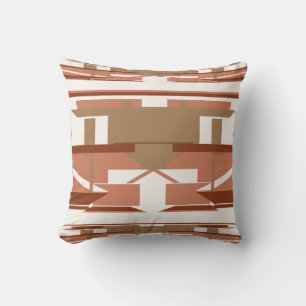 Coral Tan Rust on Off-white Southwest Art Mosaic Cushion