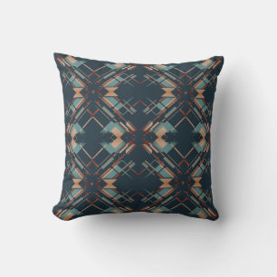 Coral Teal Rust Navy Southwest Look Large Mosaics Cushion