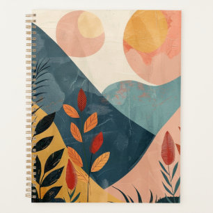 Coral Teal Twin Suns Boho Mountain Landscape Planner