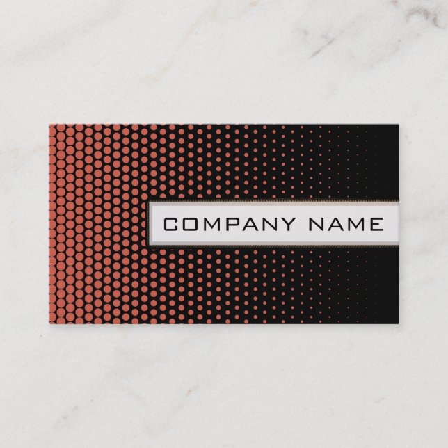 Coral Techno Dots Elegant Modern Black Business Card (Front)