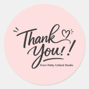 Coral Thank you! modern calligraphy Sticker