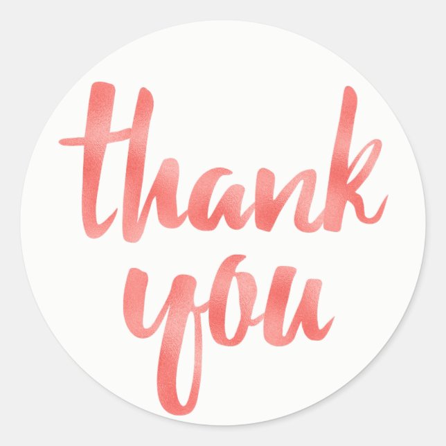 Coral thank you stickers, foil, round classic round sticker (Front)