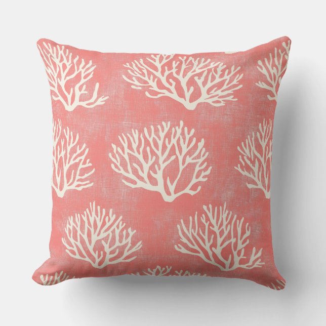 Coral Throw Pillow | Beach Throw Pillows (Front)