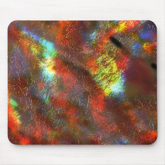 Coral to coloured stained texture under raw glass mouse pad (Front)