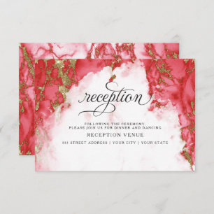 Coral Tourmaline Watercolor Geode BarefootBride™ Invitation