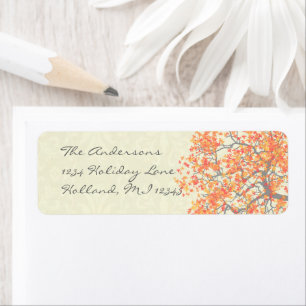 Coral Tree Damask Return Address Label
